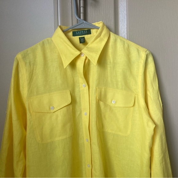 Lauren Ralph Lauren Women’s Yellow Linen Shirt - Picture 4 of 7